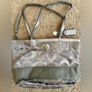 Coach Metallic Gray Signature Tote